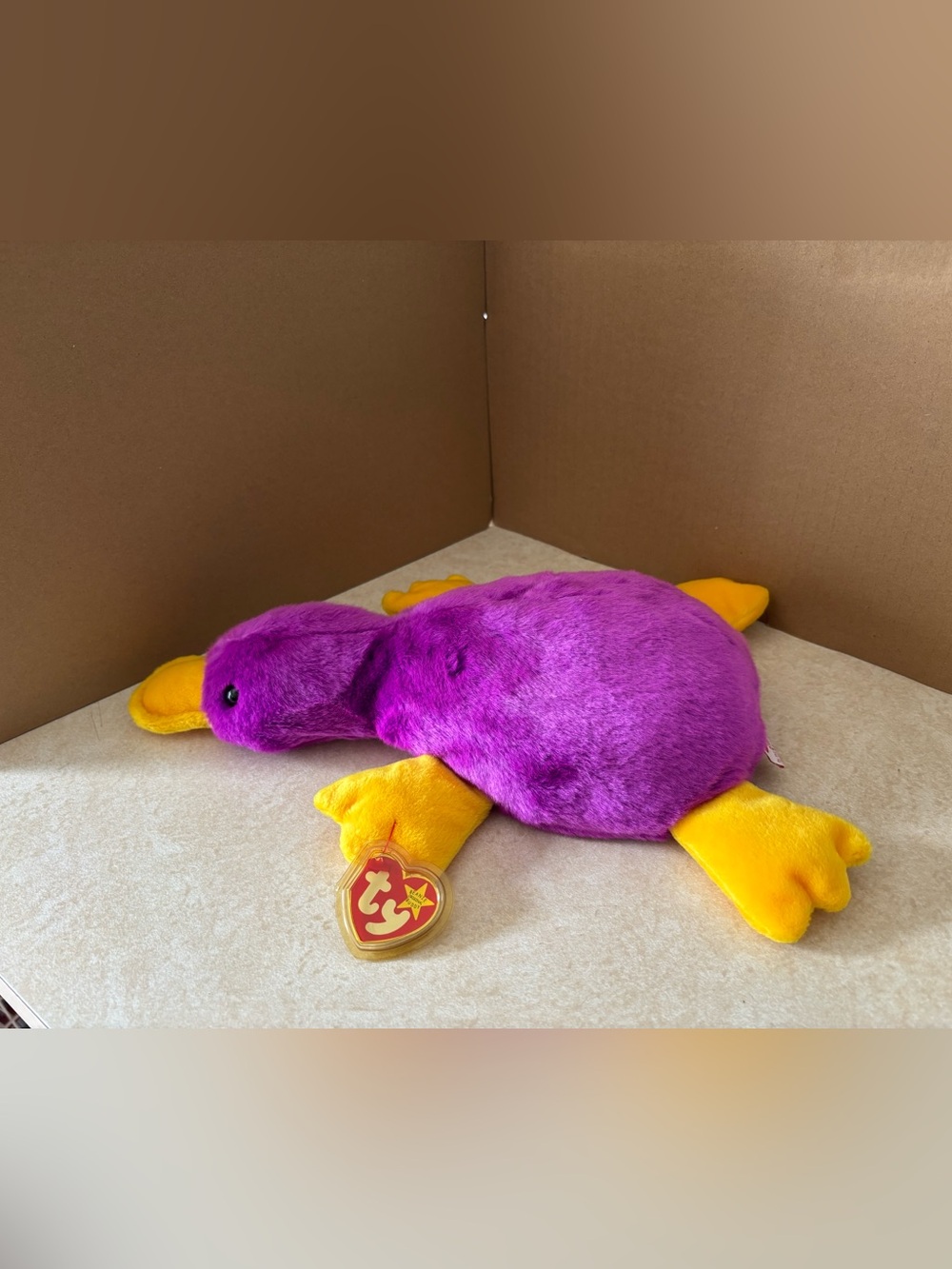 Ty Purple Plush Platypus with Yellow Feet